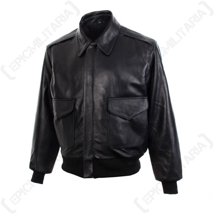 Black Leather US Pilots A2 Jacket - Repro Main