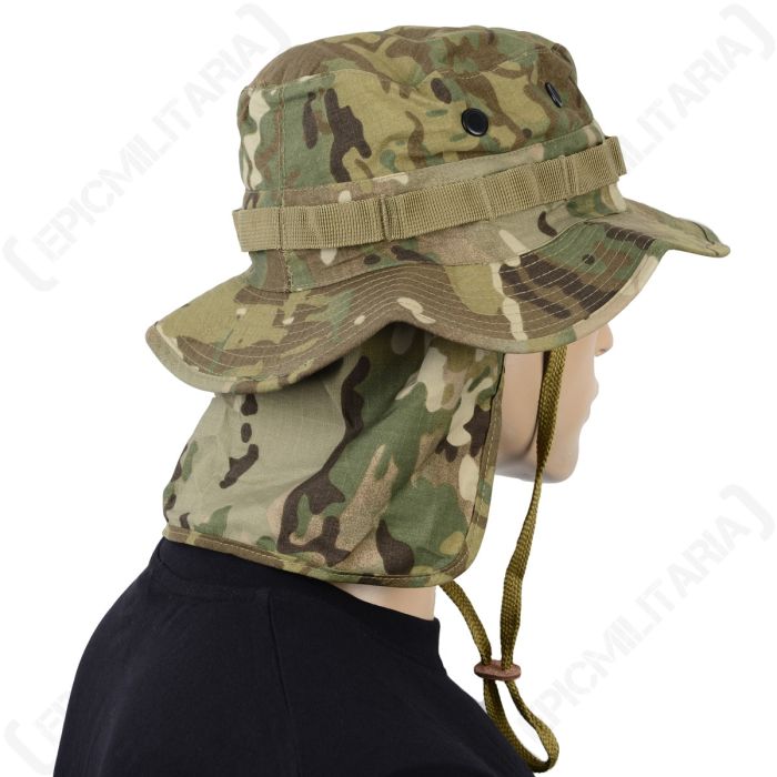 camo boonie hat with neck flap