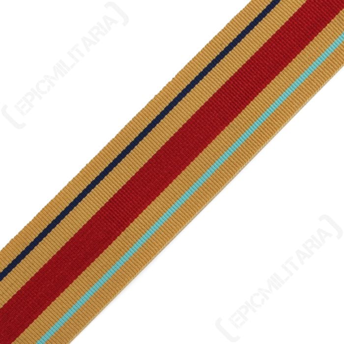 The image shows the red, tan, light and dark blue stripes on the medal.