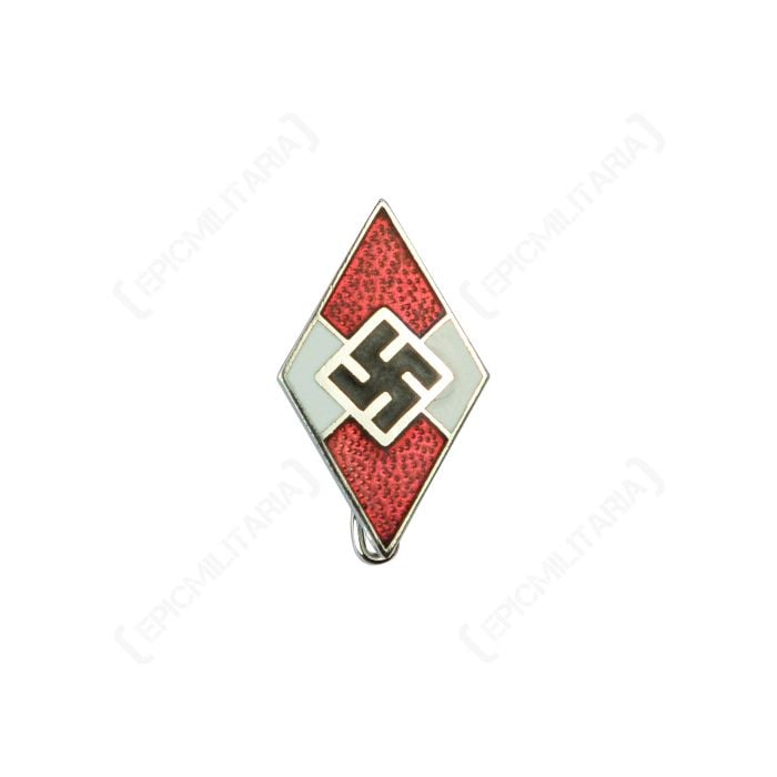 This view shows the front of the Hitler Youth Diamond Pin Back