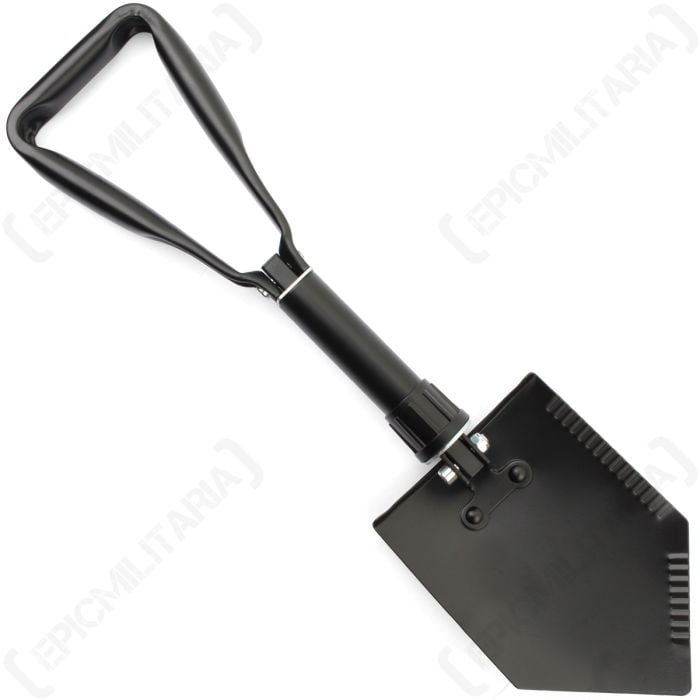 German Army Style Black Folding Shovel and Cover - Large Main