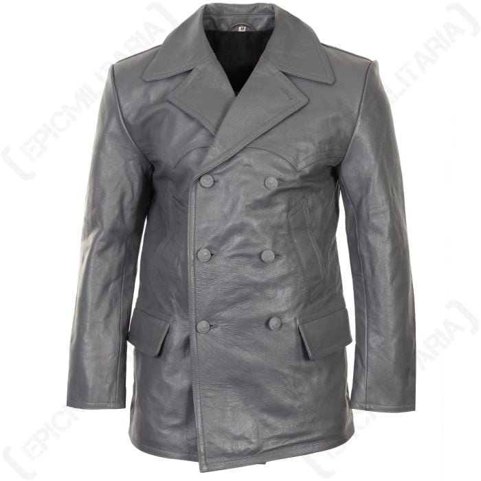 German Grey Leather U-Boat Jacket Main