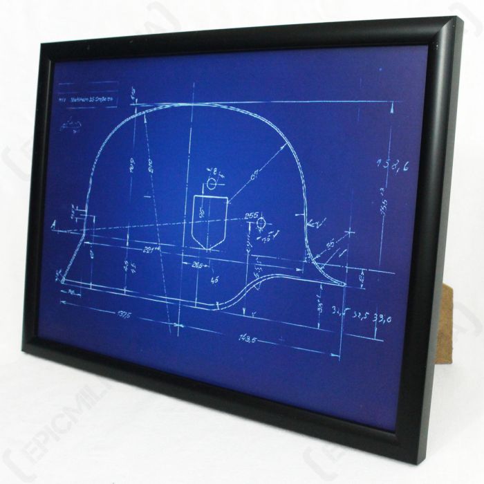 German Helmet Framed Patent Blueprint