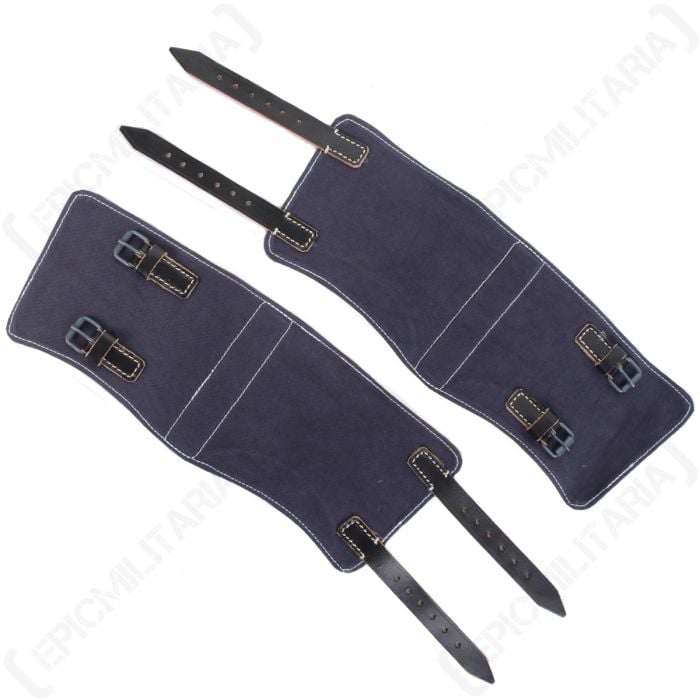 Luftwaffe Blue & Black Leather Gaiters Main