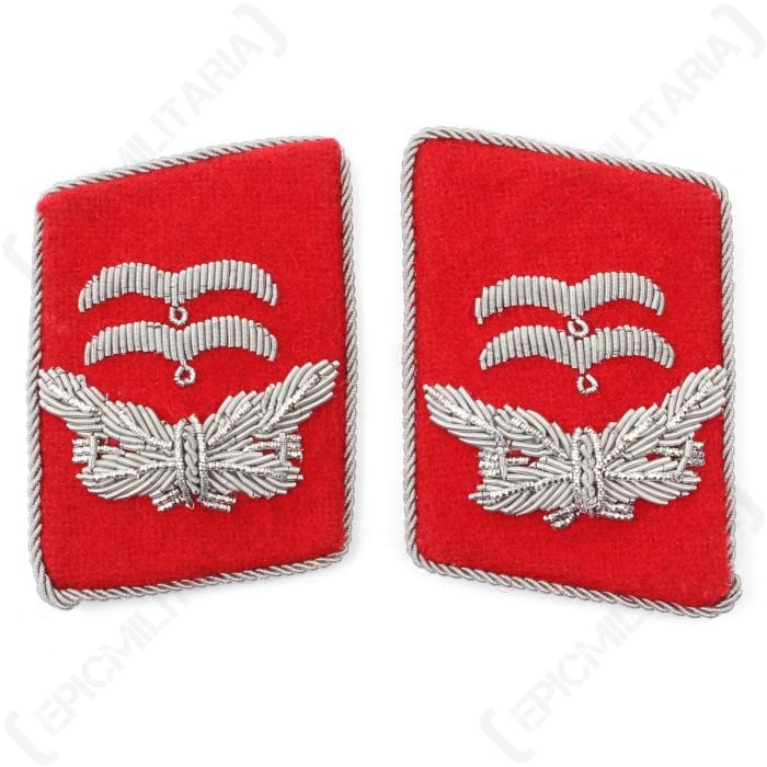 Luftwaffe Flak Division Oberleutnant Collar Tabs - Red Main