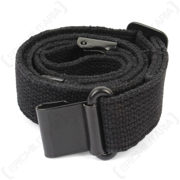 Front view of rolled up black canvas M1 Garand Cotton Sling