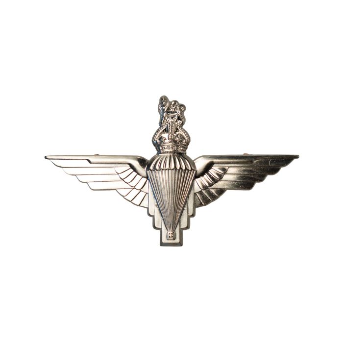 This image shows the front of the Parachute Regiment Cap Badge.