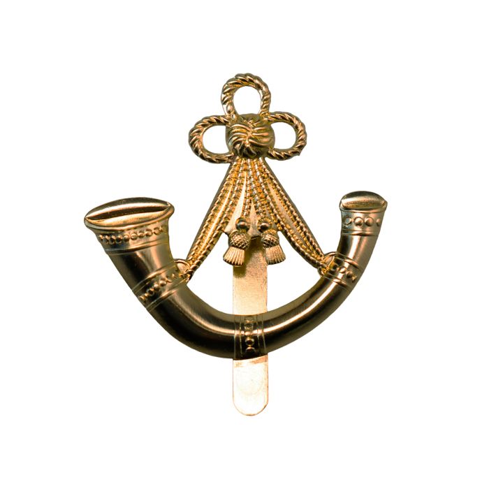 This image shows the front of the Light Infantry Cap Badge.