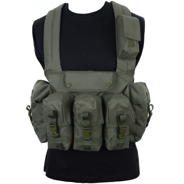Olive Green 6 Pocket Chest Rig Front
