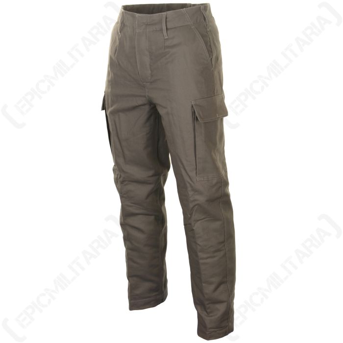 Olive Green Moleskin Thermal Trousers Main