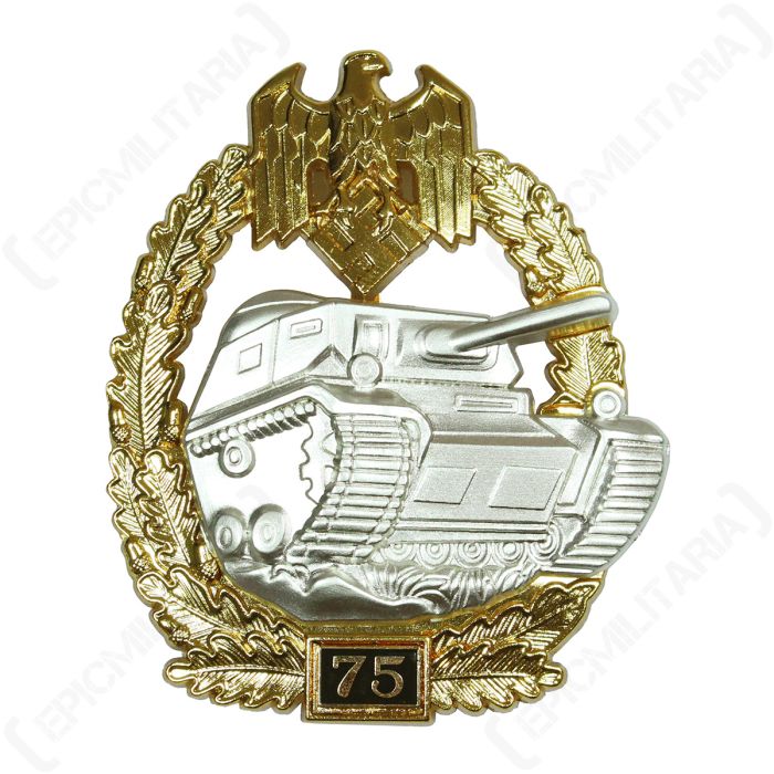 WW2 German Numbered Panzer Assault Badge - 75