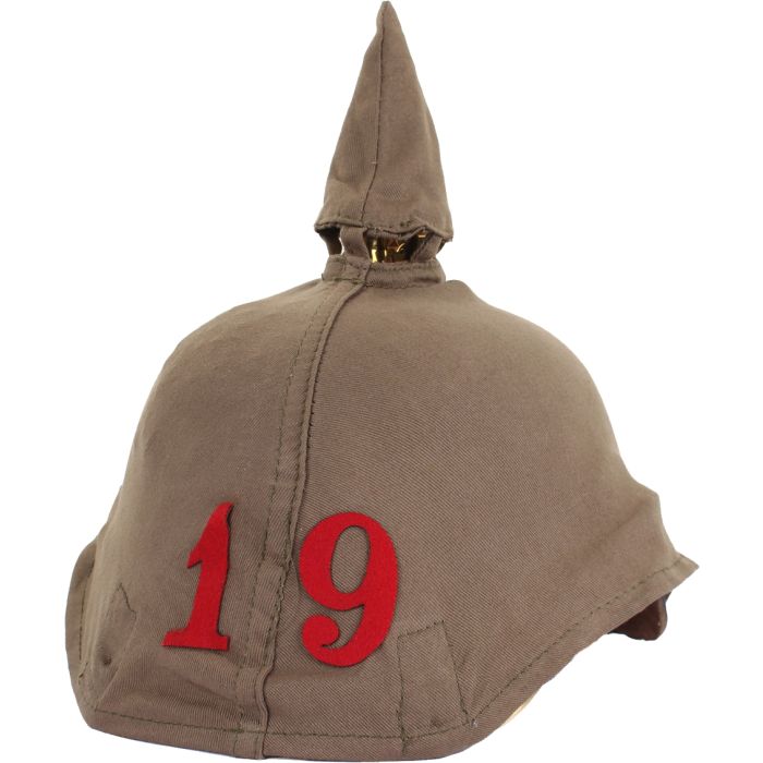Pickelhaube cover showing red felt numbers 1 and 9