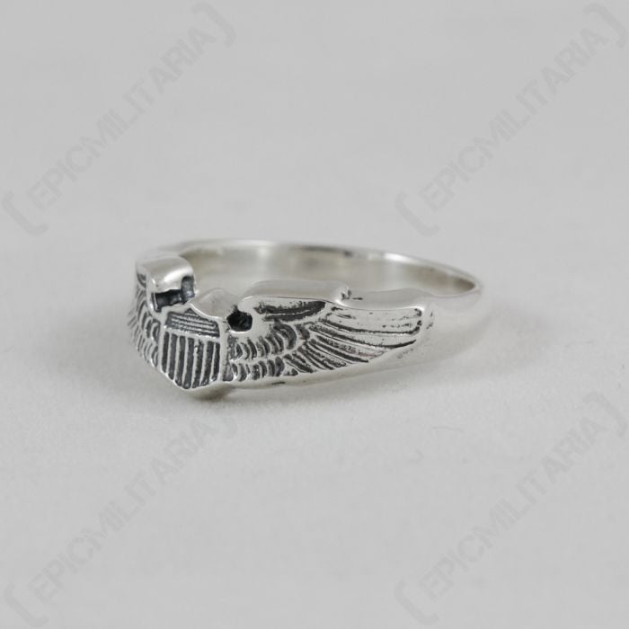 WWII US Pilot Silver Ring facing left