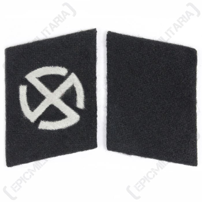 WW2 German Four Armed Sunwheel Swastika Nordland Collar Tabs