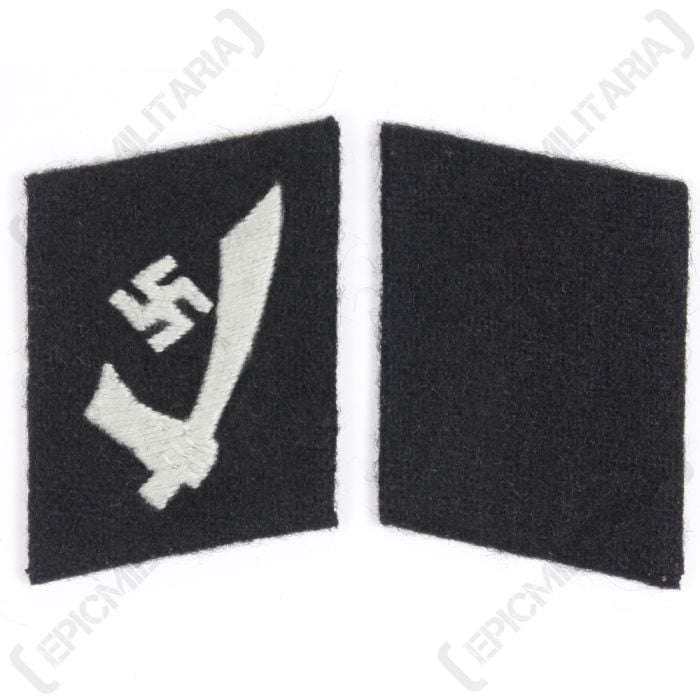 WW2 German Handschar Collar Tabs with Hand Scimitar and Swastika