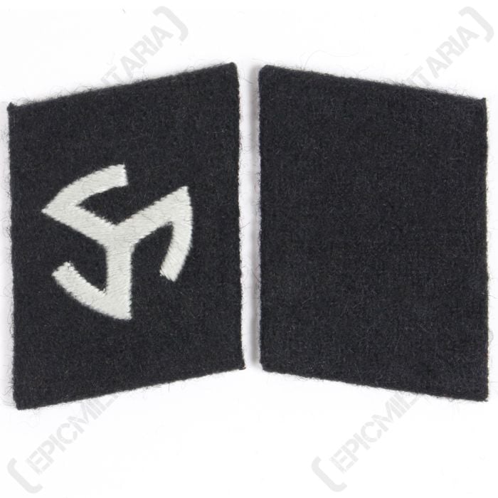 WW2 German 3-Legged Swastika Langemarck Collar Tabs