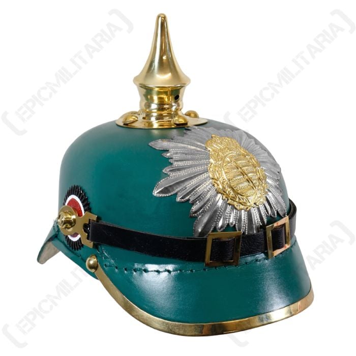 WW1 Saxony Green Leather Pickelhaube