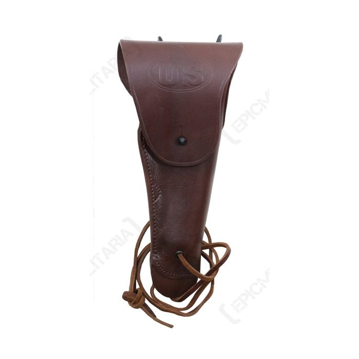 Front view of dark brown leather US M1916 Colt Pistol Holster