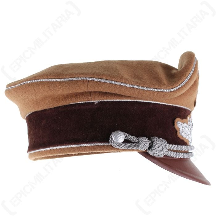 khaki leather cap