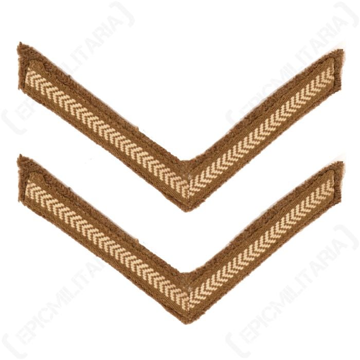 This image shows the two pair of lance corporal chevrons from above.