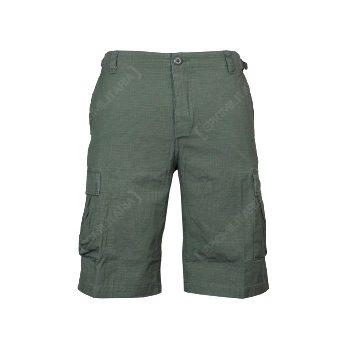 Front view of a pair of Olive Green BDU Rip Stop Cargo Shorts