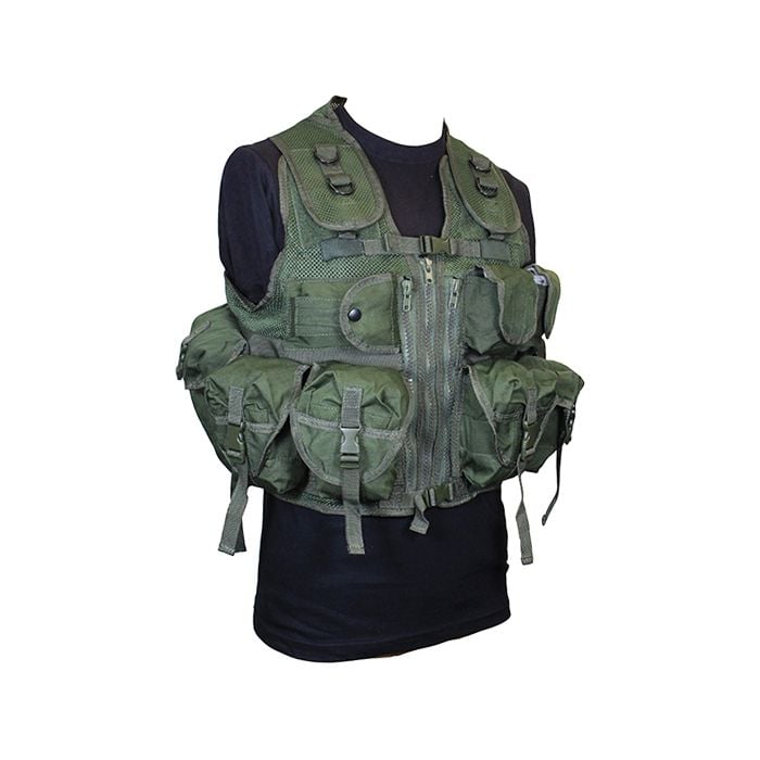9 Pocket Olive Green Tactical Vest Front