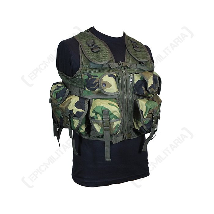 9 Pocket Woodland Camo Tactical Vest