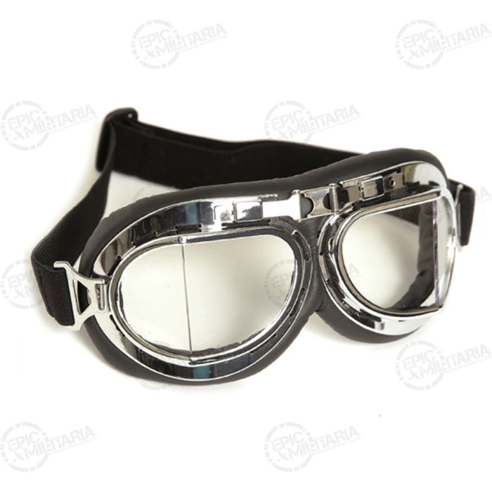 RAF Style Pilot Goggles Chrome Epic Militaria