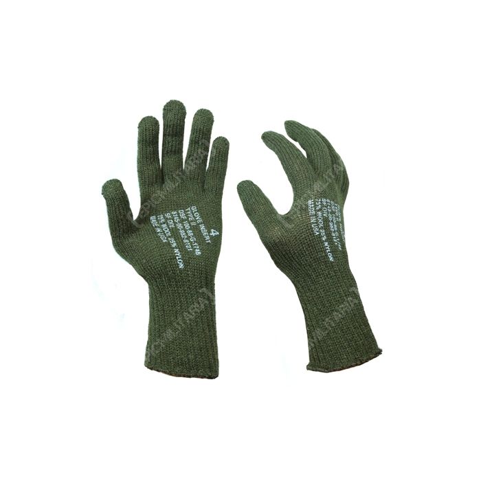Pair of woolen, dark green US GI Glove Inserts