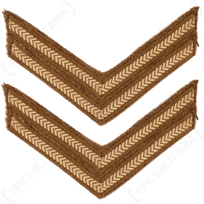 This view shows both British Army Stripe Rank Chevrons for Corporal. 