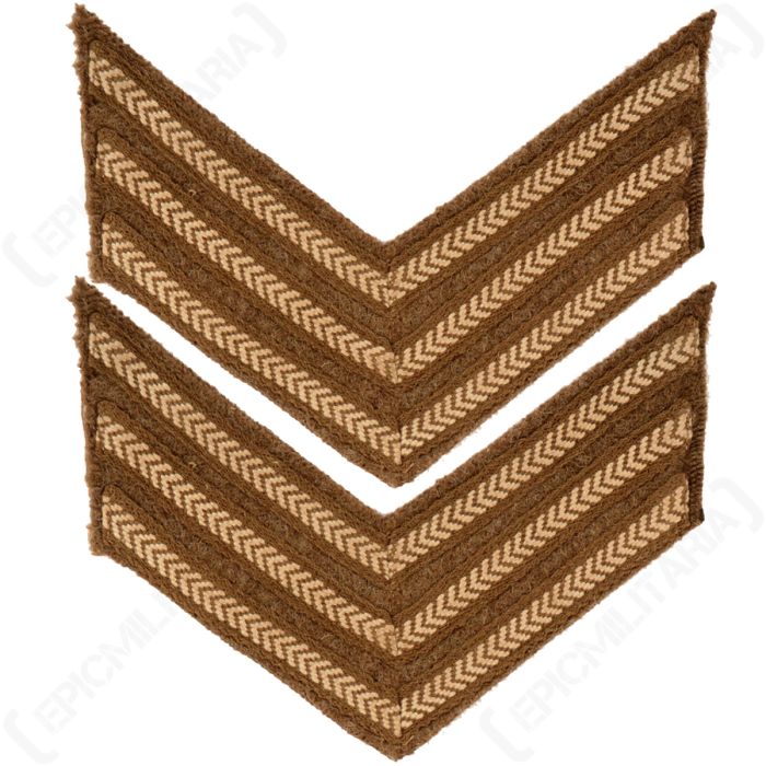 This view shows the Original British Army Rank Stripe Chevron Pair - Sergeant