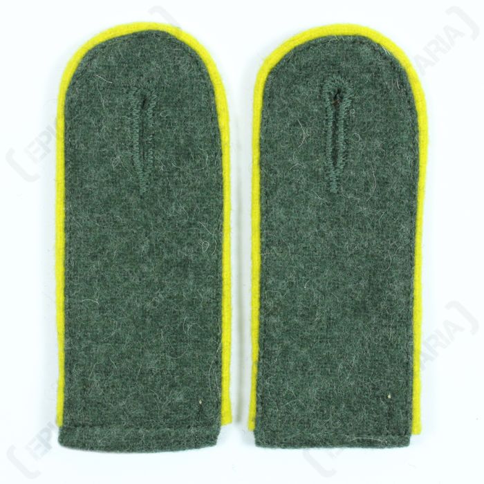 WW2 German Signals EM Shoulder Boards Field Grey (Lemon Yellow piped)