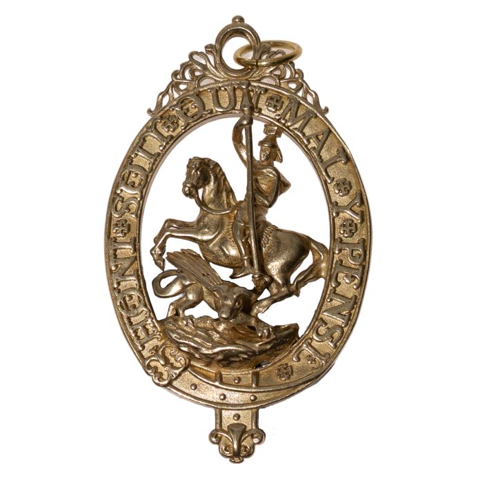 This view shows the The Most Noble Order of the Garter Medal from the front.