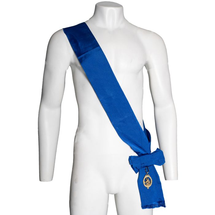 This view shows the The Most Noble Order of the Garter Medal with Sash from the front.