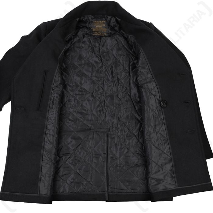 Mil-Tec Black US Navy Pea Coat | Classic Wool Blend Jacket - Epic