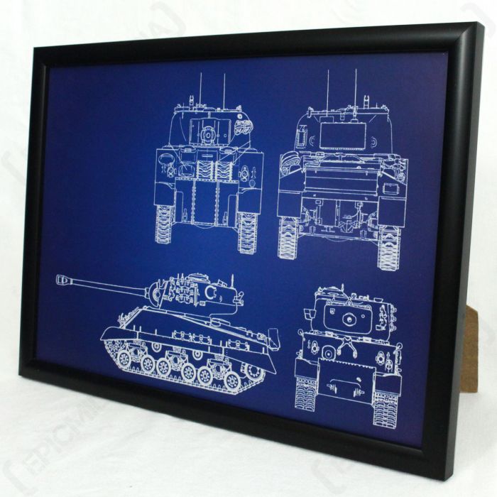 US M4 Sherman Tank Framed Patent Blueprint
