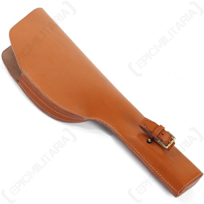 Front of tan leather US WW2 Thompson Leather Scabbard