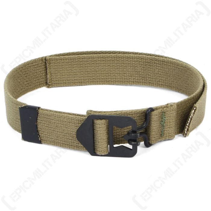 Khaki canvas US M1 Helmet Chin Strap - 1944 Pattern with black buckle