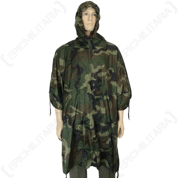 Woodland Rip Stop Poncho Front