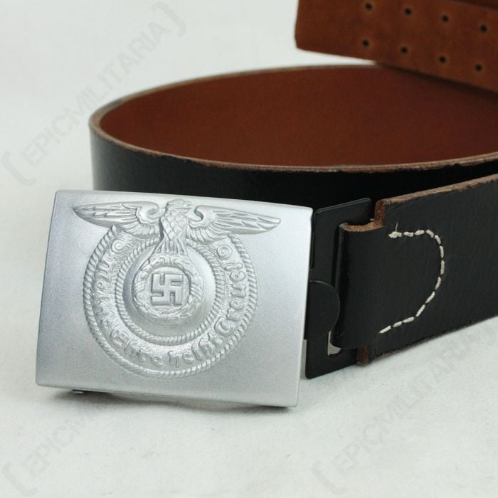 WW2 German Black Leather Belt and Buckle - Epic Militaria