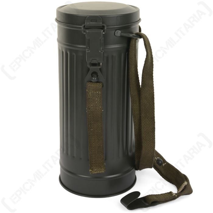 This view shows the WW2 German Gas Mask Canister.