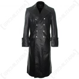 german black leather trench coat