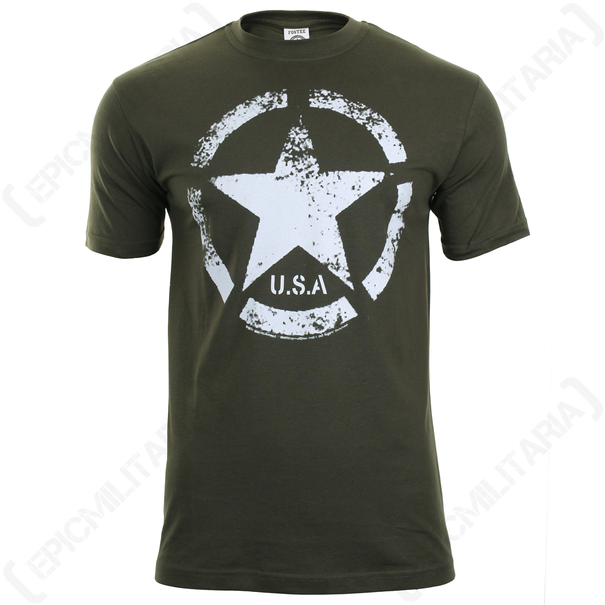 Green US Military Vintage Star T Shirt Epic Militaria