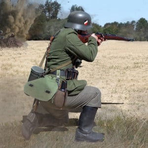 A WW2 German Heer solider in the middle of combat