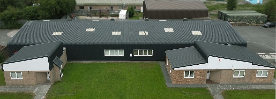Drone view of Epic HQ A drone image of Epic Militaria's warehouse and office