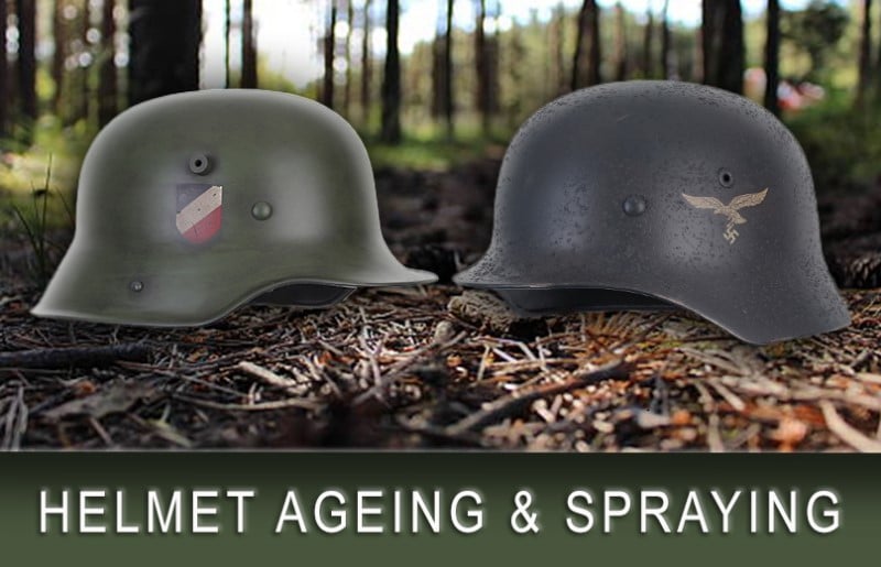 Image showing a custom WW2 helmet for our helmet spraying service.