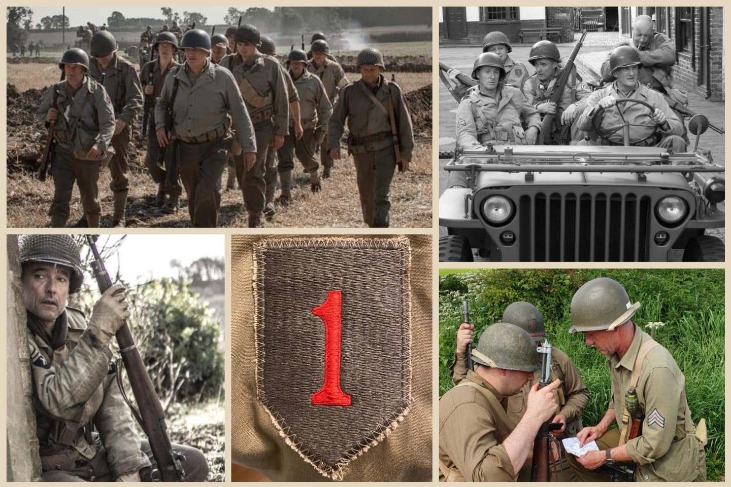several photos of soldiers of the 1st infantry division