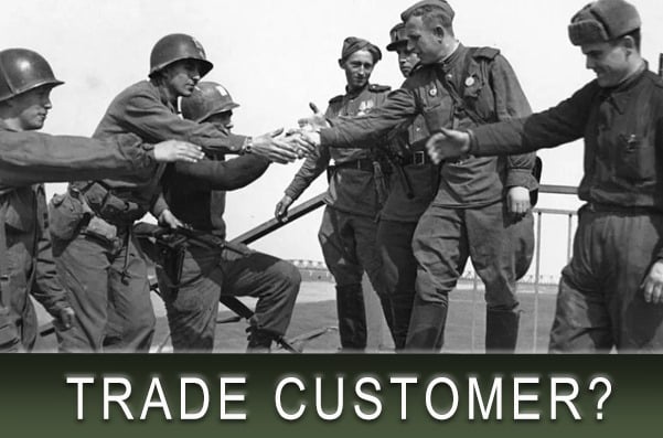 Image depicting 2 ww2 soldiers toasting - for our trade customers.